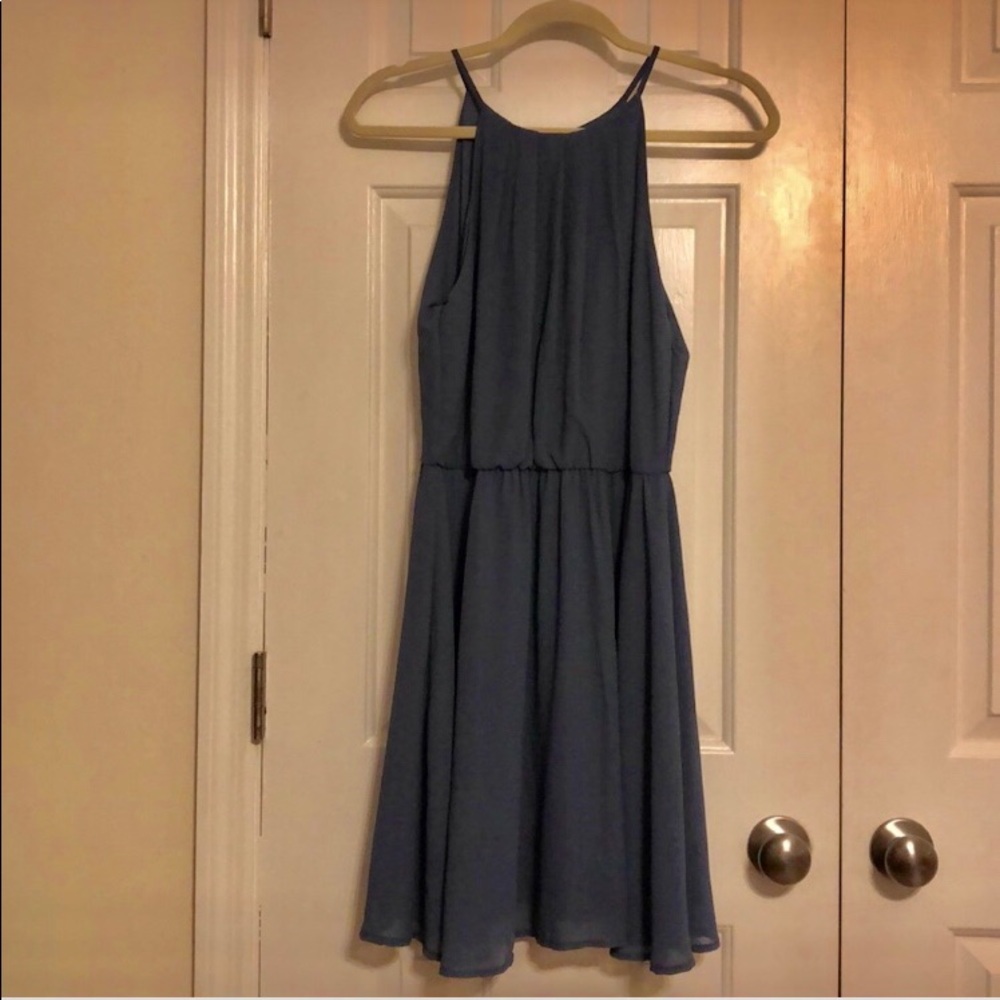 Lush chiffon knee length dress with racerback neck